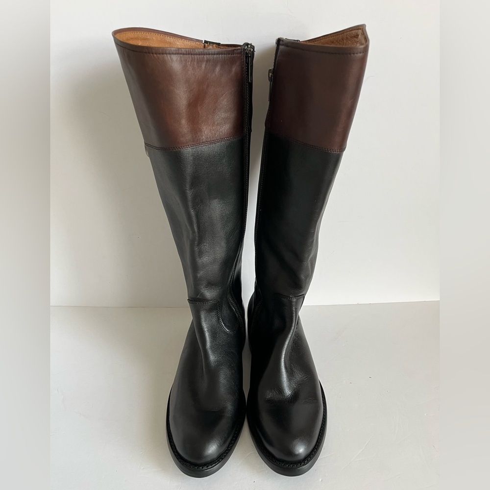 Frye Jayden D Ring Riding Boot Wide Calf BMX EXT Black Brown *flaw* Size 8.5B - Picture 4 of 11